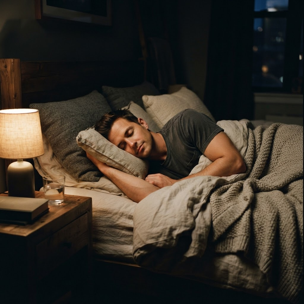 Person sleeping peacefully at night